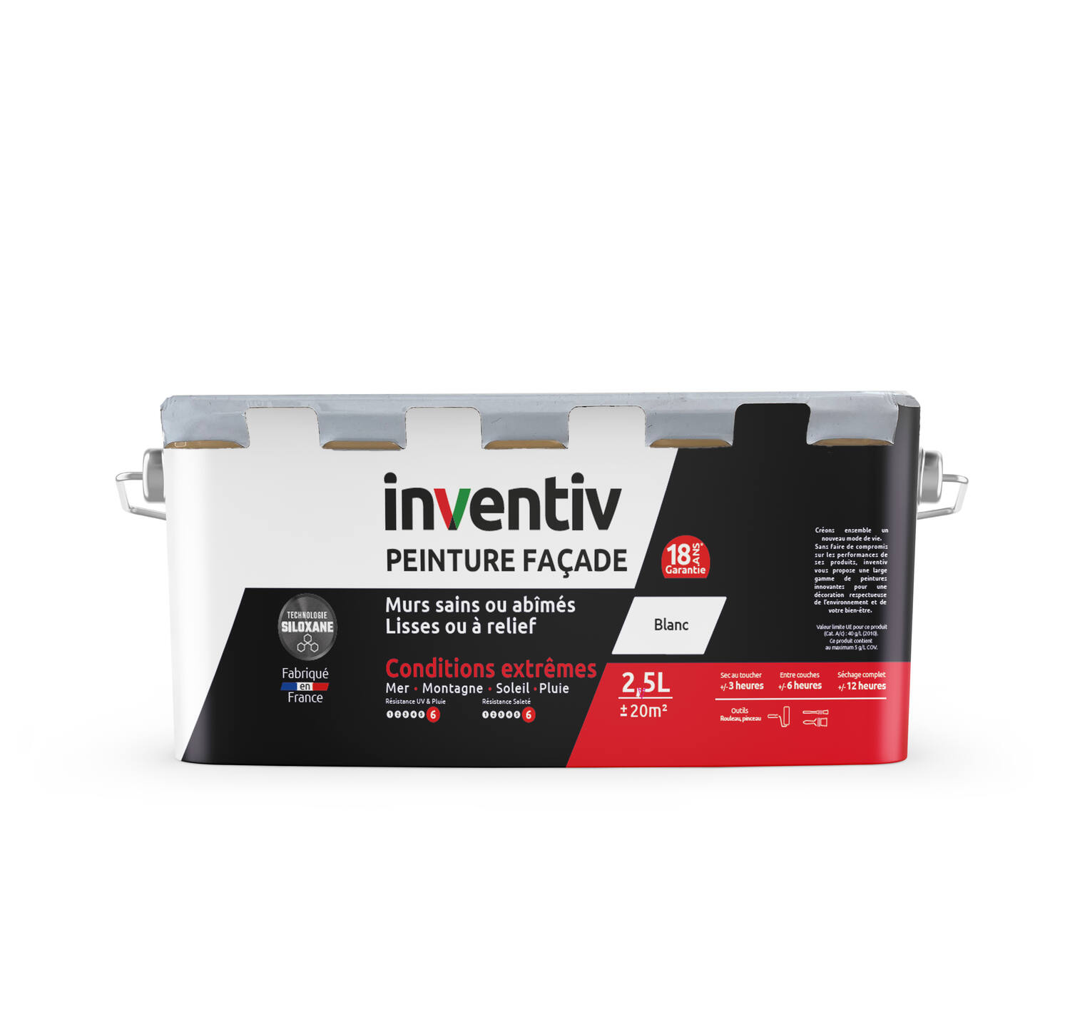 Peinture façade technologie siloxane blanc 2,5L - INVENTIV