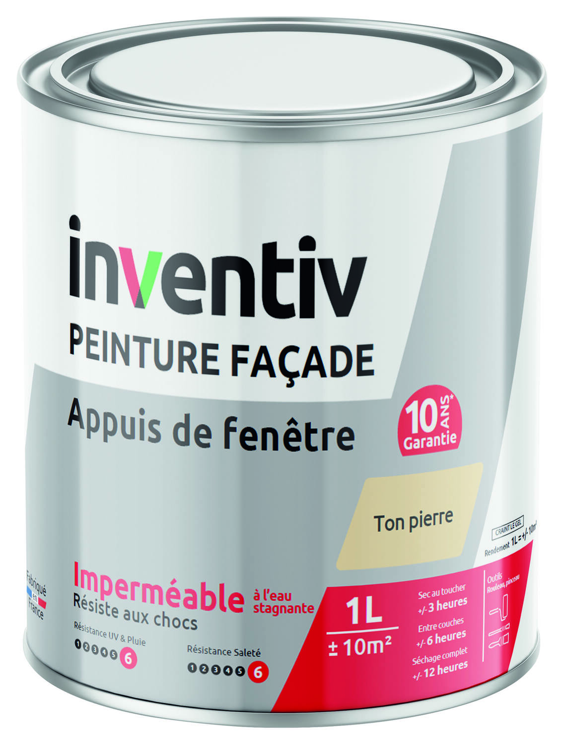 Peinture façade/appui de fenêtre ton pierre 1L - INVENTIV