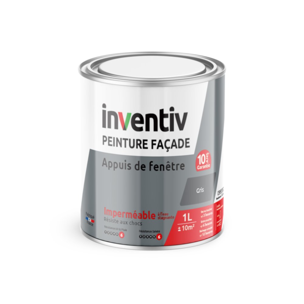 Peinture façade/appui de fenêtre gris 1L - INVENTIV