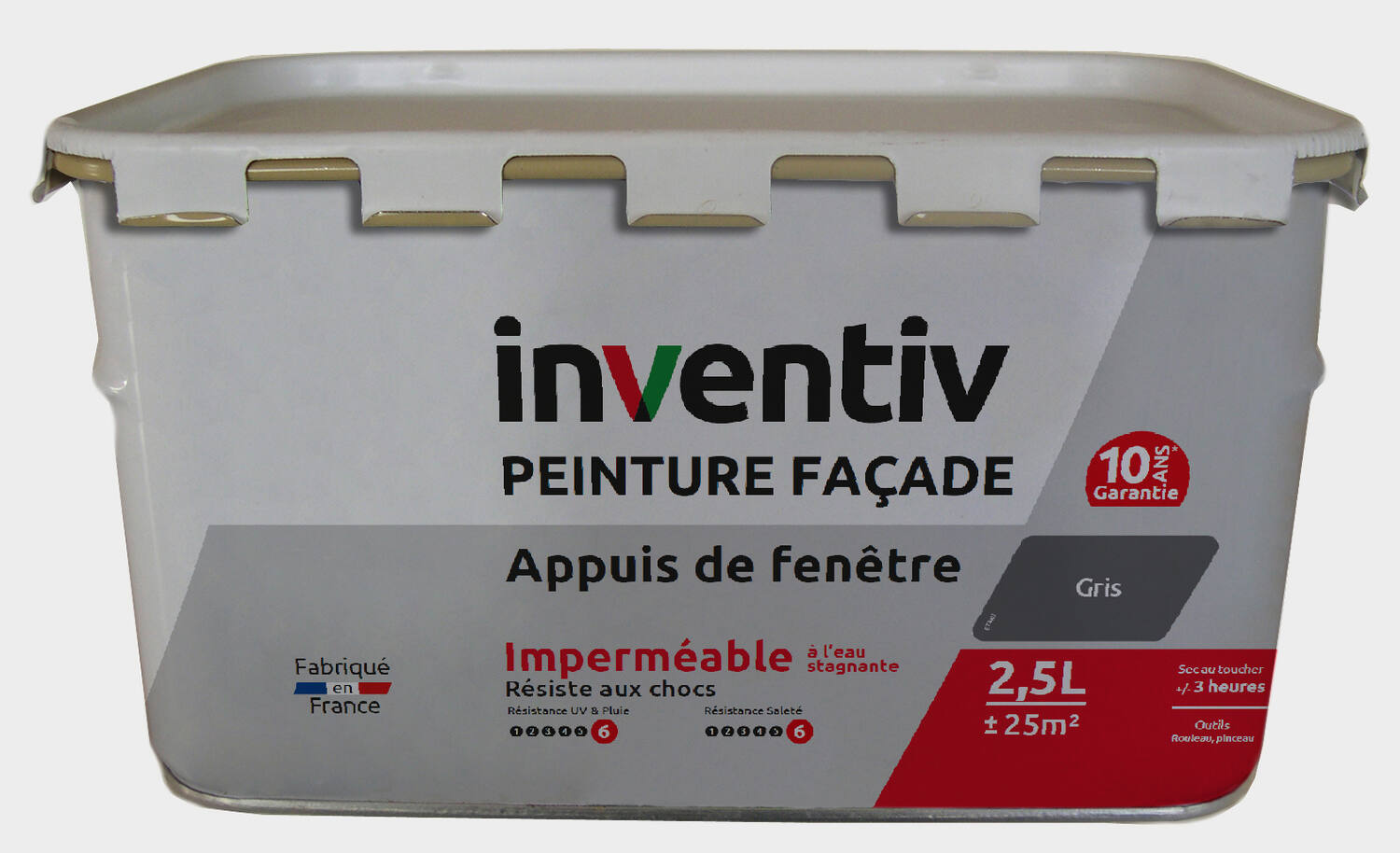 Peinture façade spéciale appui de fenêtre gris 2,5L - INVENTIV