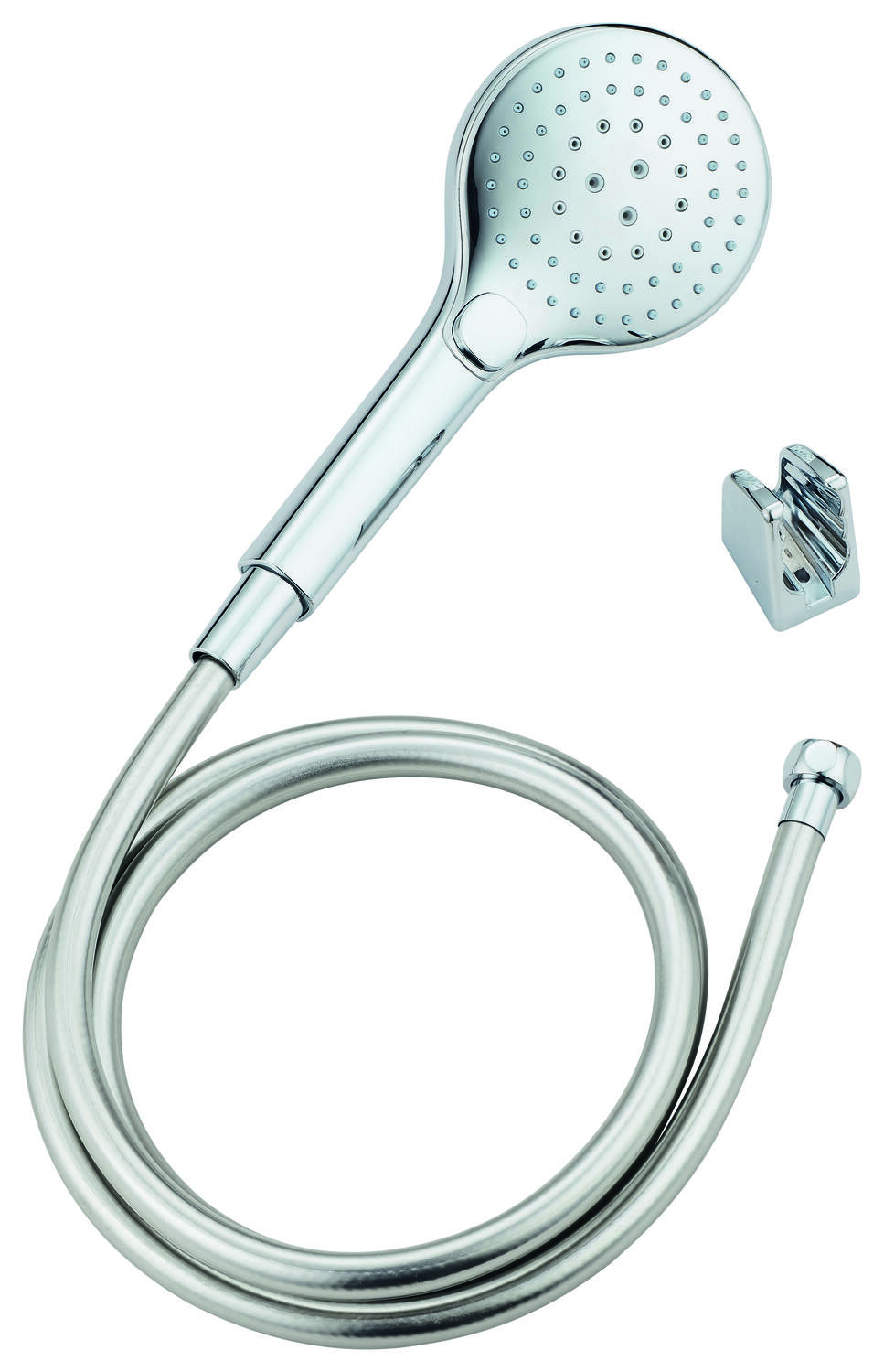 Douchette chromé 3 jets + flexible 1,5m PVC + support Noa - INVENTIV