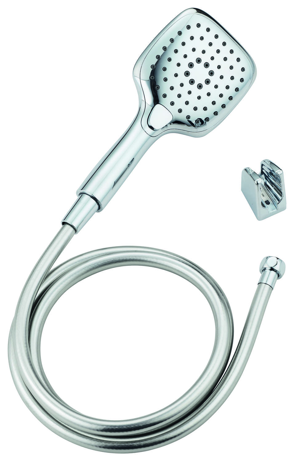 Duo douchette + support Doda chromé 3 jets 1,5m PVC - INVENTIV