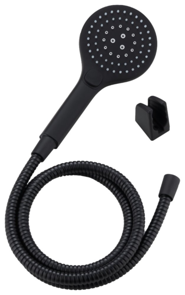 Duo douchette + support Coira noir mat 3 jets 1,5m PVC - INVENTIV