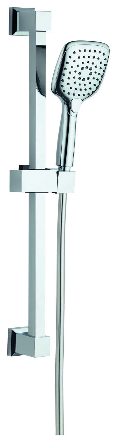 Trio Cléo chromé 3 jets 1,5m PVC - INVENTIV