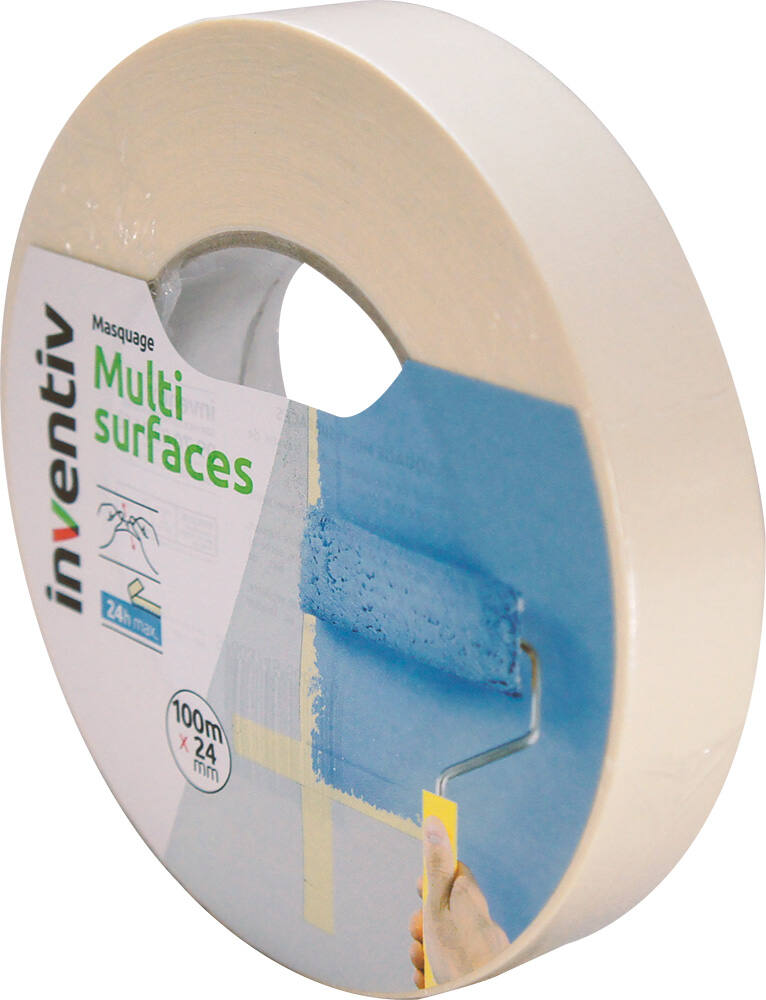 Ruban de masquage Multisurfaces 100mx24mm - INVENTIV