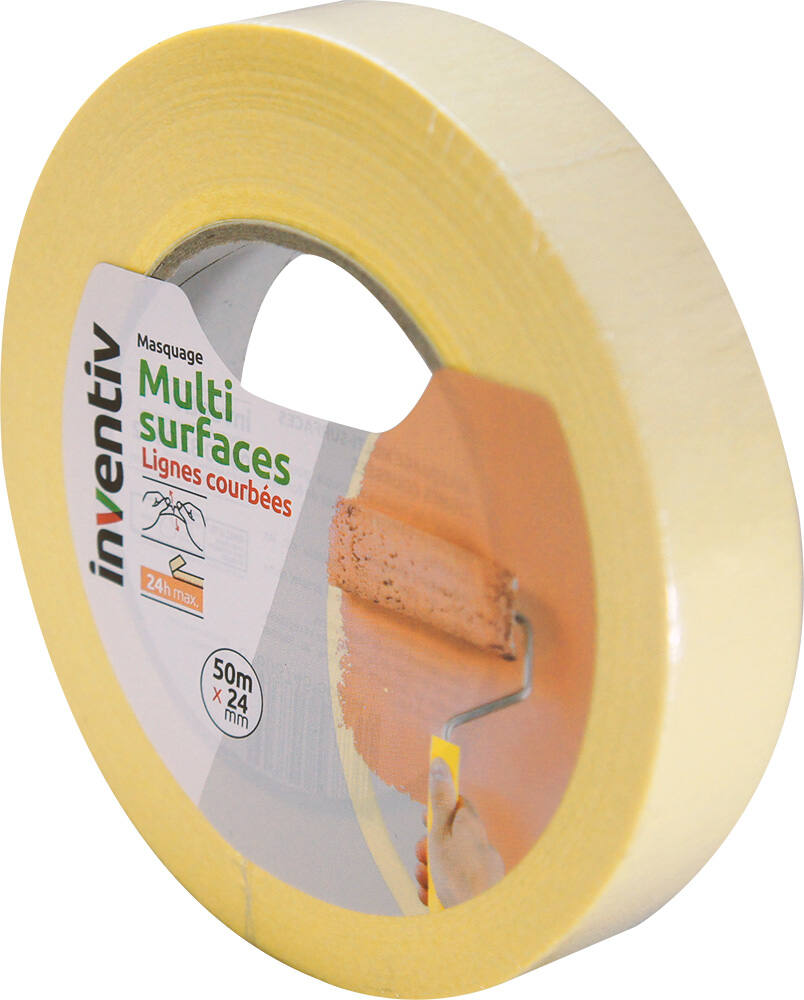 Ruban de masquage lignes courbes 50mx24mm - INVENTIV