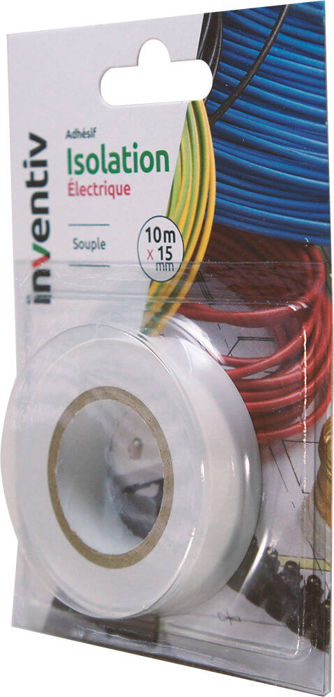 Ruban d'isolation électrique blanc 10mx15mm - INVENTIV
