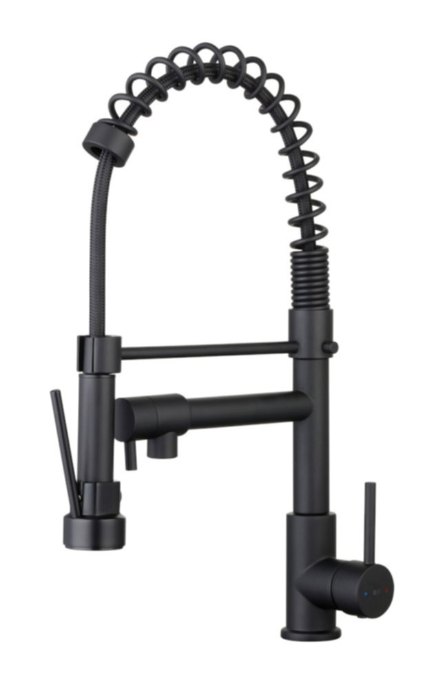 Mitigeur évier à douchette noir mat 46,7cm type professionnel - INVENTIV