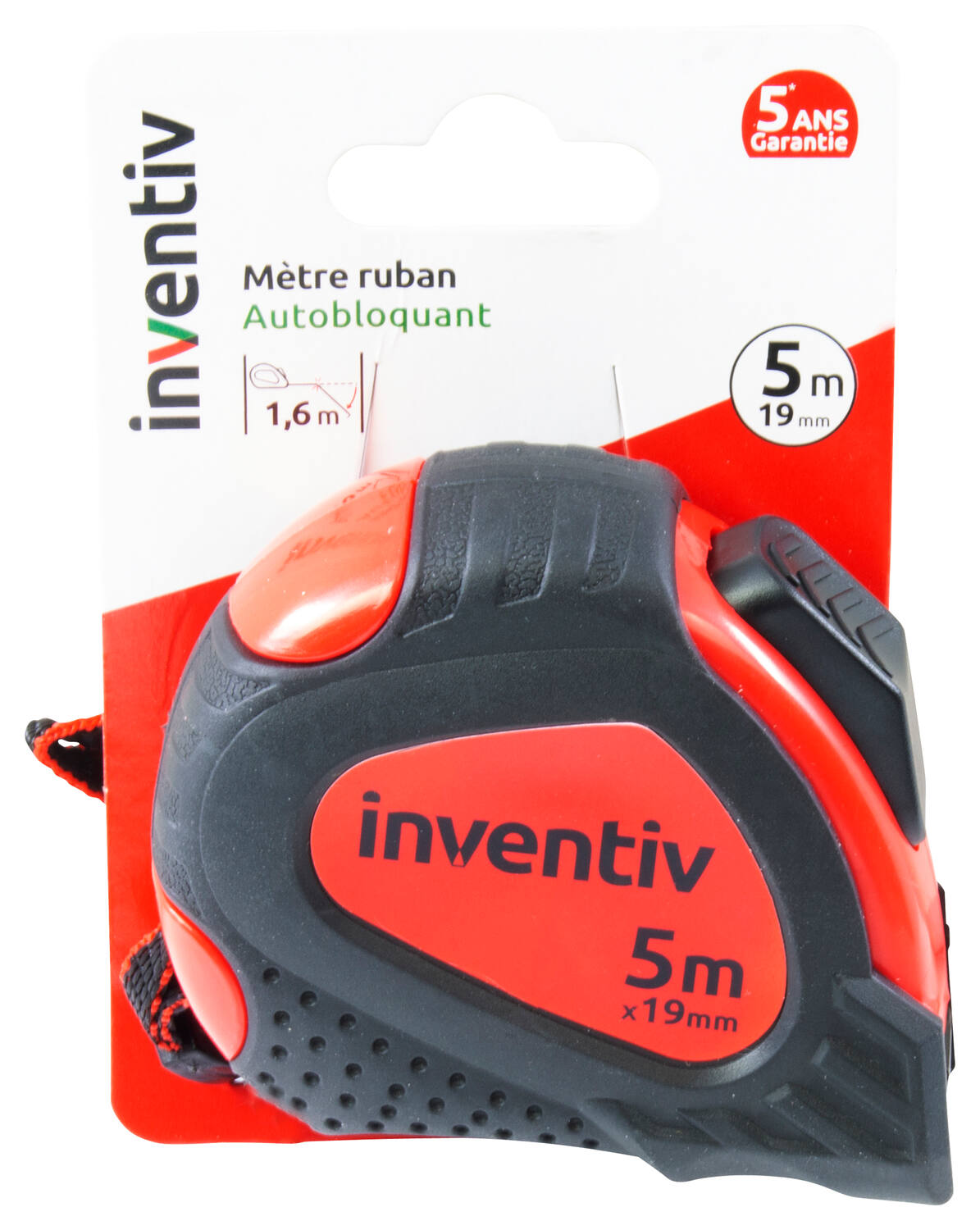 Mètre ruban bi-matière 5m x 19 mm - INVENTIV