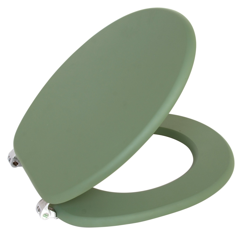 Abattant WC en bois MDF Noa frein de chute déclipsable kaki mat - INVENTIV