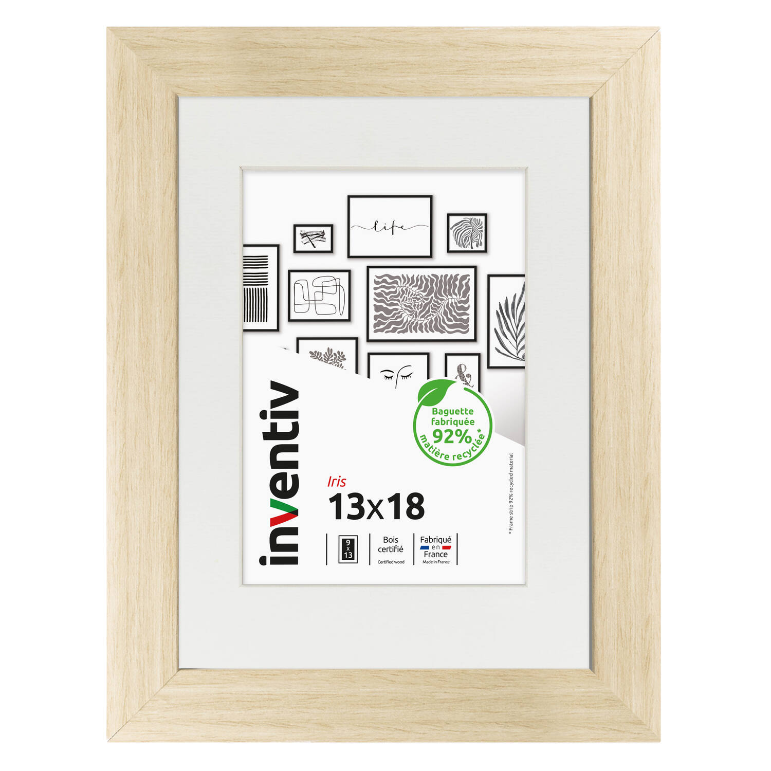 Cadre photo Iris 13 x 18 cm naturel - INVENTIV