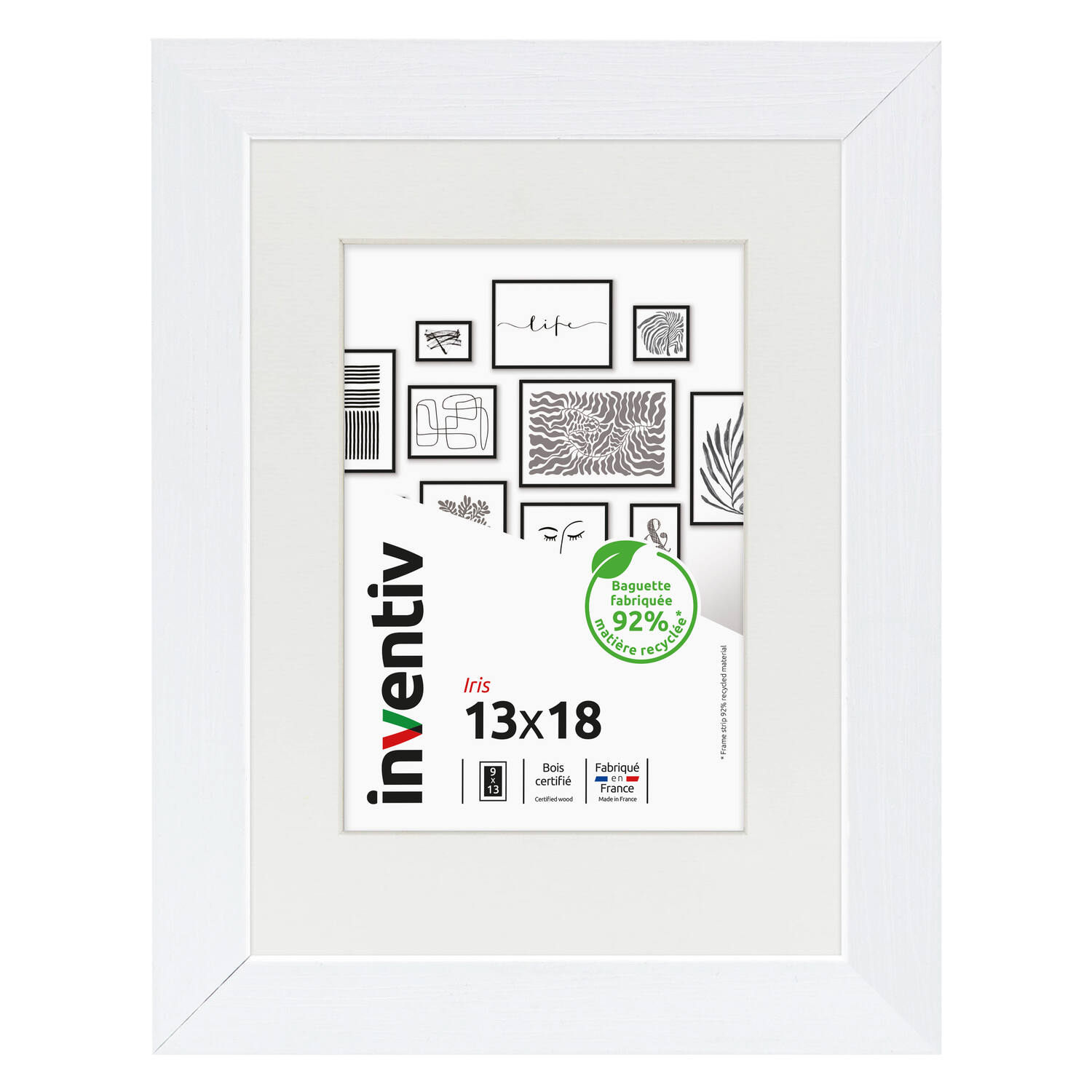 Cadre photo Iris 13 x 18 cm blanc - INVENTIV