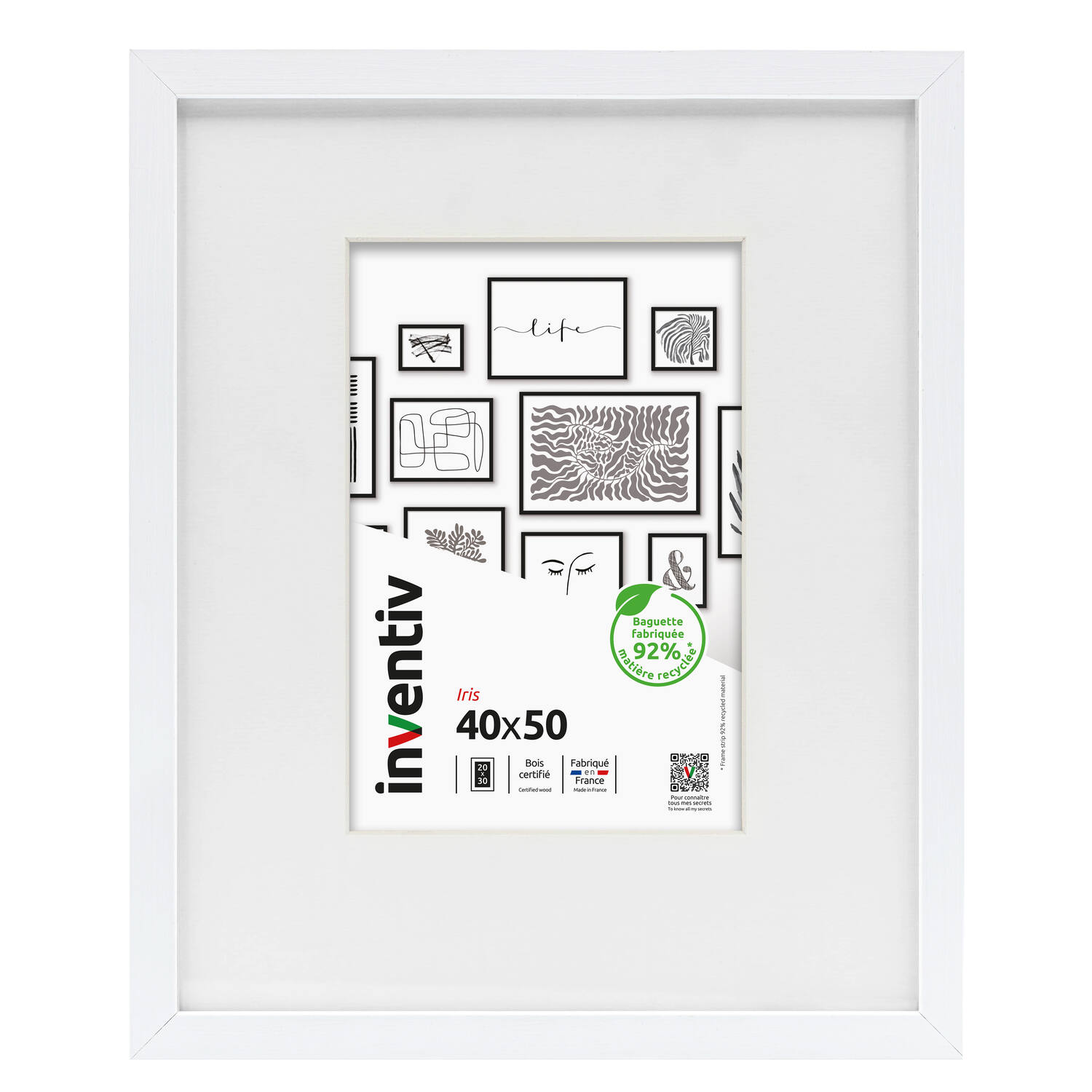 Cadre photo Iris 40 x 50 cm blanc - INVENTIV