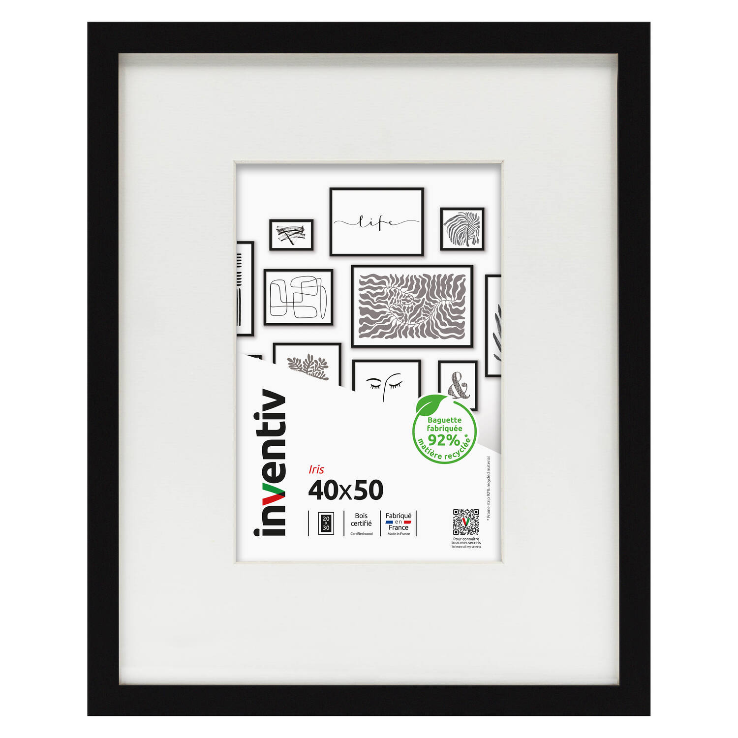Cadre photo Iris 40 x 50 cm noir - INVENTIV