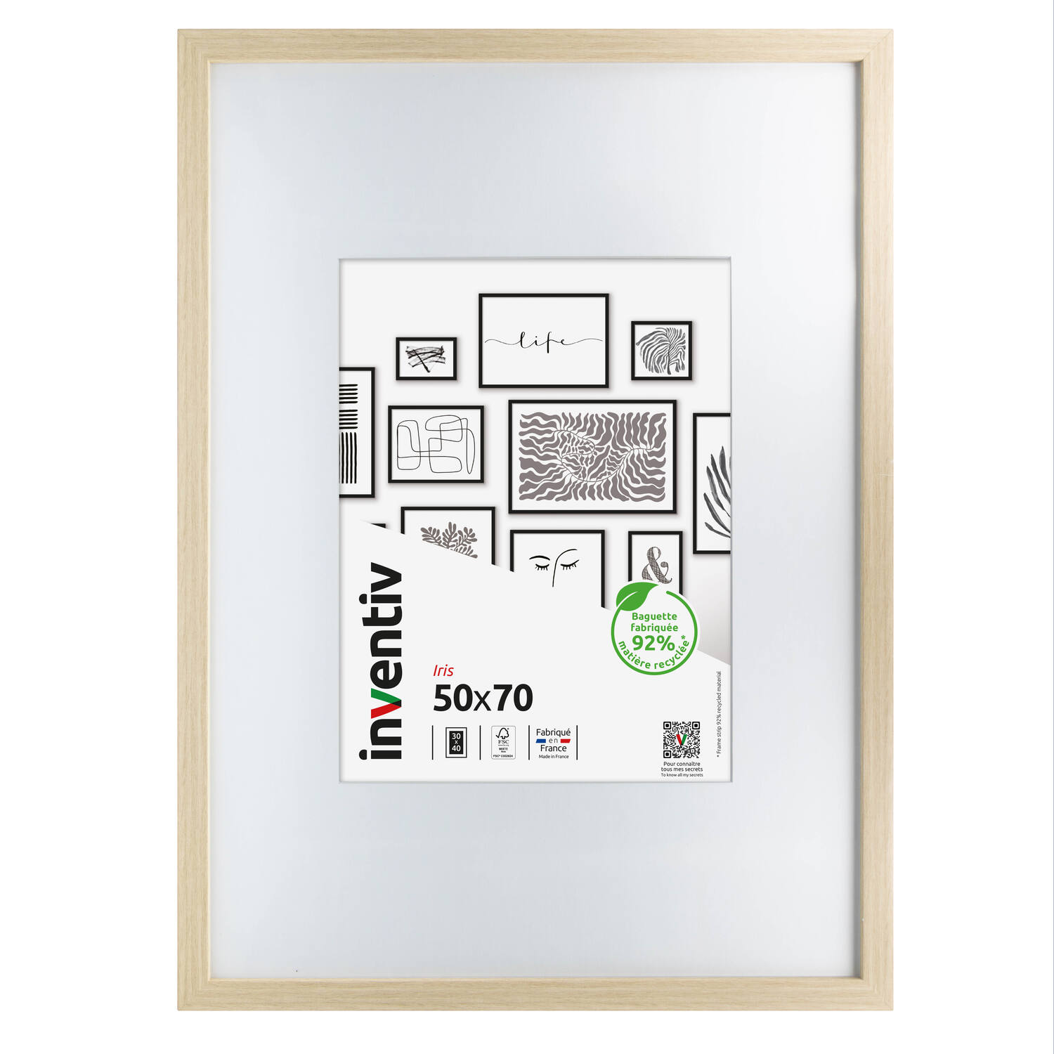Cadre photo Iris 50 x 70 cm naturel - INVENTIV