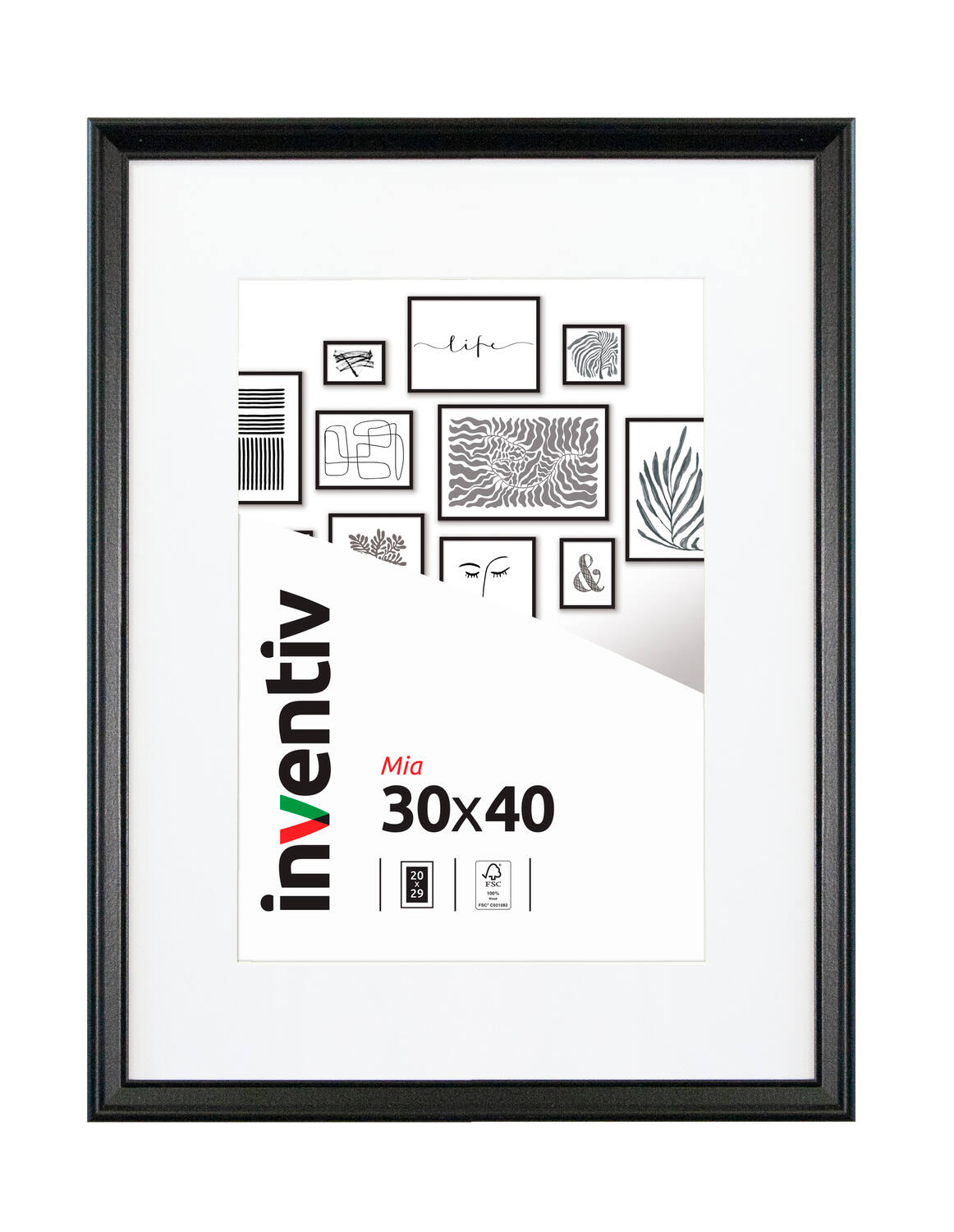 Cadre photo Mia profilée noir 30x40cm - INVENTIV