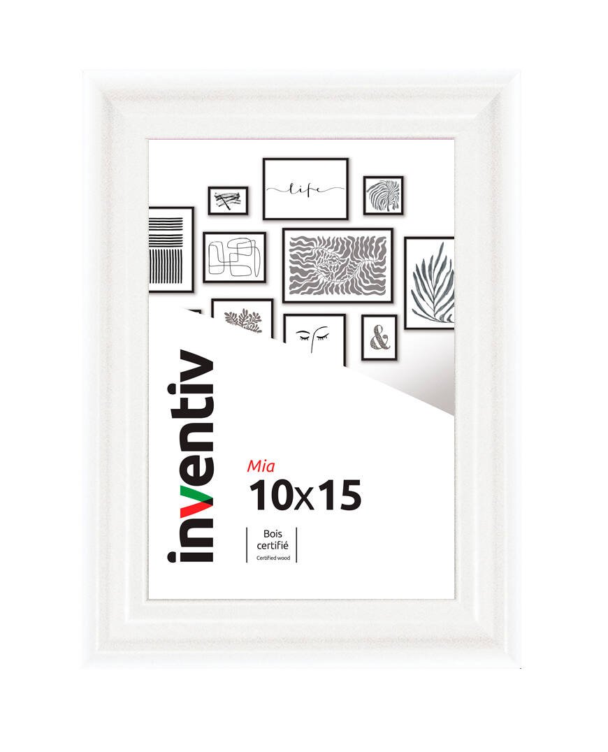 Cadre photo Mia profilée blanc 10x15cm - INVENTIV