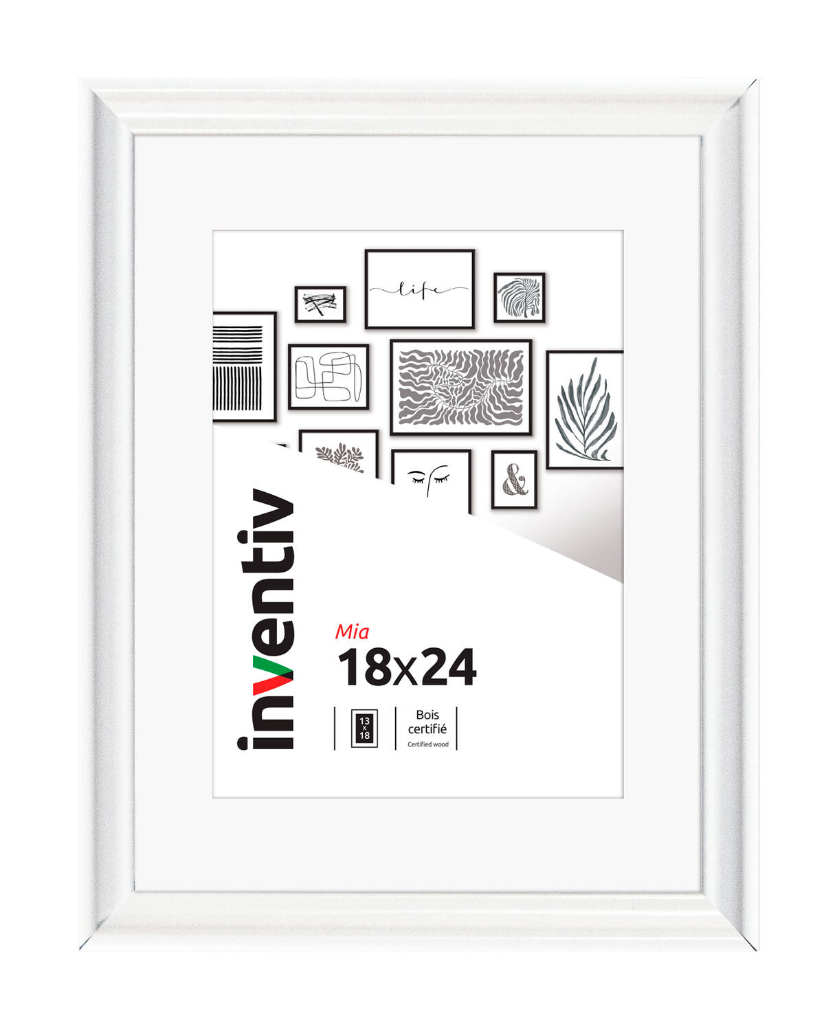 Cadre photo Mia profilée blanc 18x24cm - INVENTIV