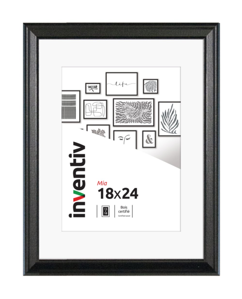 Cadre photo Mia profilée noir 18x24cm - INVENTIV