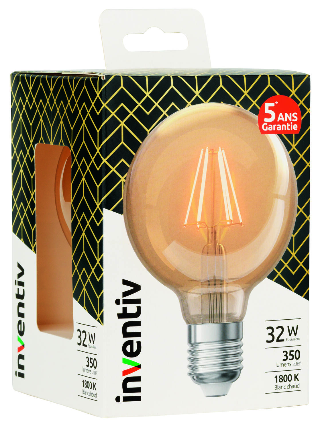 Ampoule Led à Filament G95 E27 350lm 32W Blanc chaud - INVENTIV