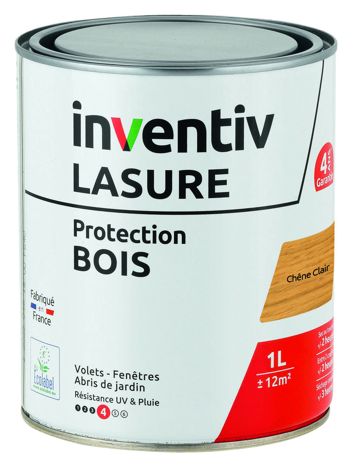 Lasure 4 ans chêne clair 1 L - INVENTIV