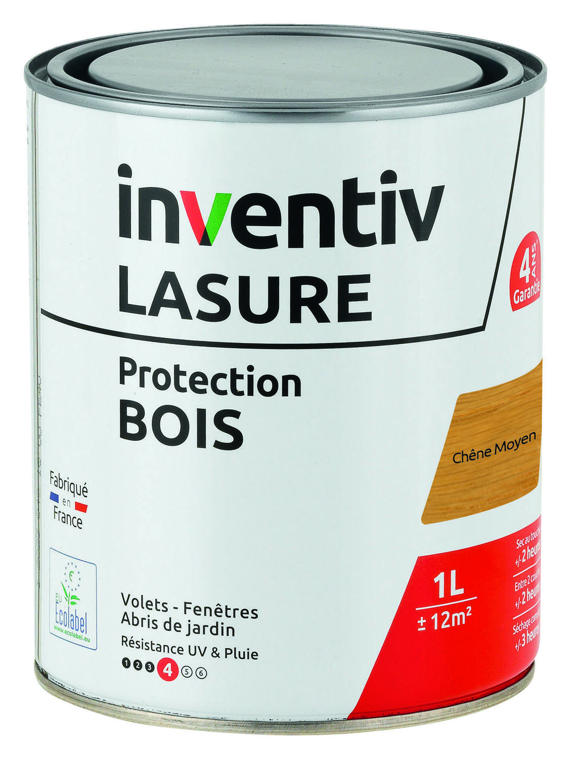 Lasure 4 ans chêne moyen 1 L - INVENTIV