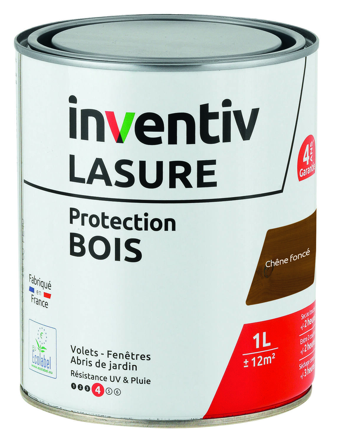 Lasure 4 ans Chêne Foncé 1L - INVENTIV