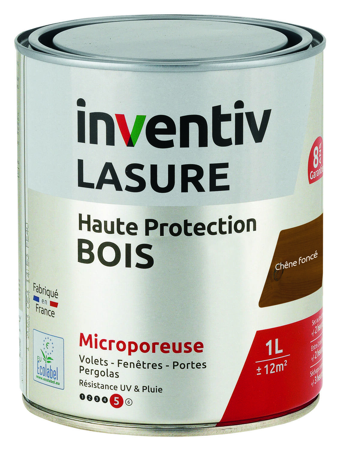 Lasure 8 ans Chêne Foncé 1L - INVENTIV
