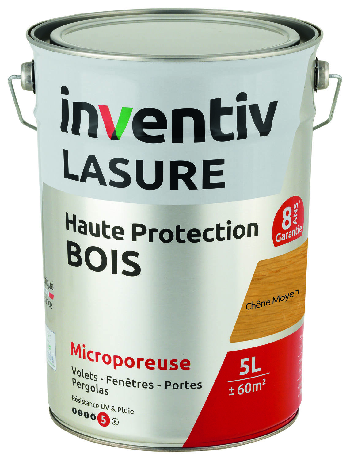 Lasure 8 ans Chêne Moyen 5L - INVENTIV