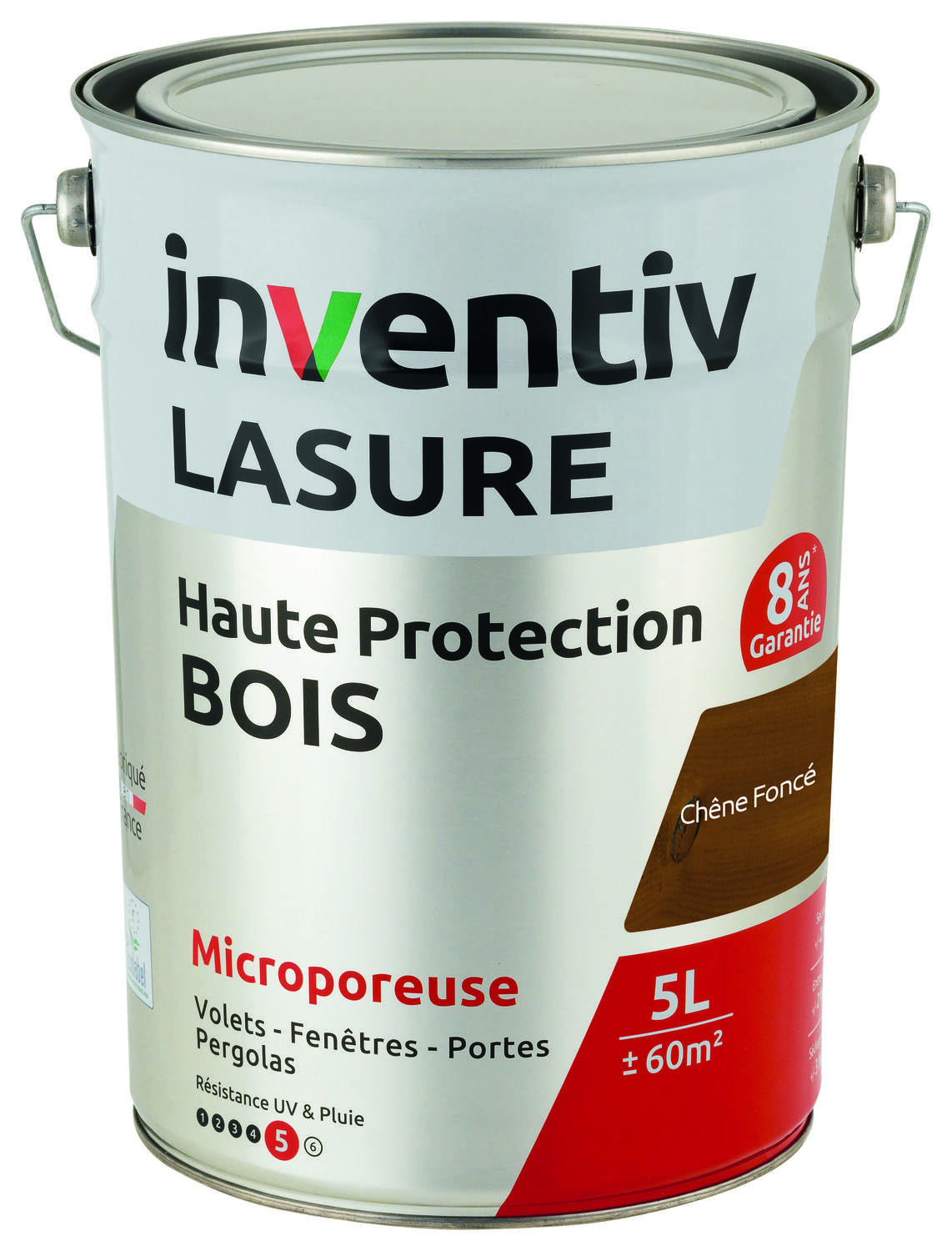 Lasure 8 ans Chêne Foncé 5L - INVENTIV