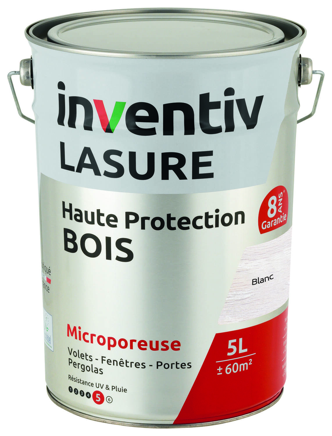 Lasure 8 ans Blanc 5L - INVENTIV