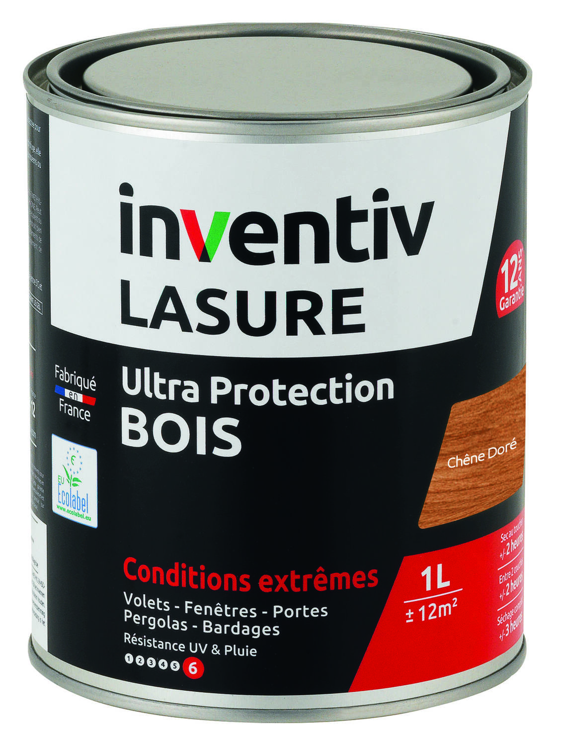Lasure 12 ans Chêne Doré 1L - INVENTIV