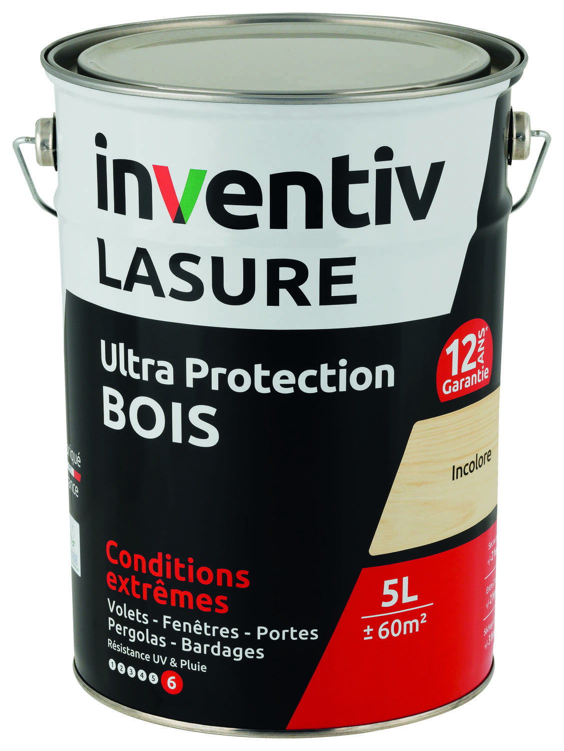 Lasure 12 ans incolore 5 L - INVENTIV