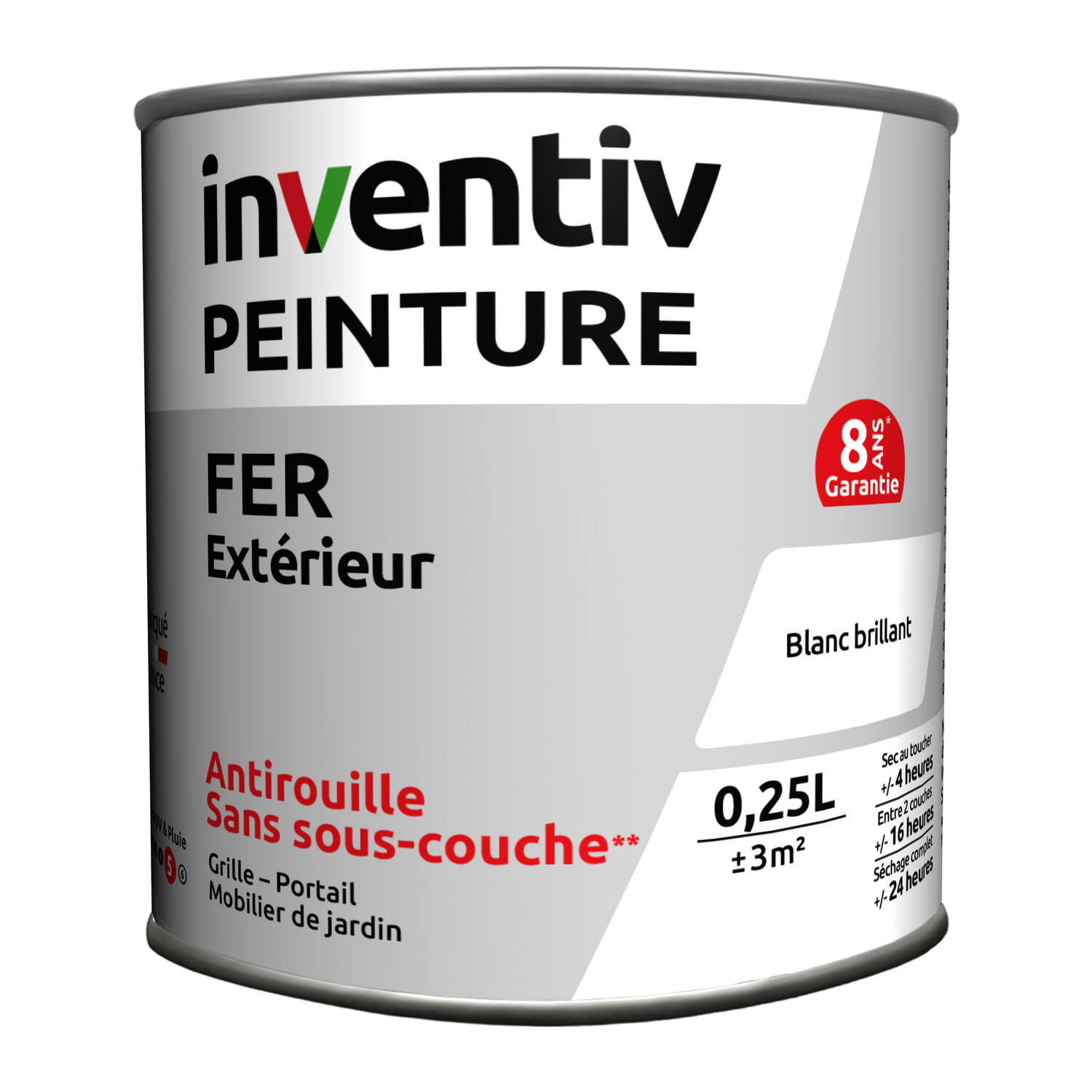 Peinture fer brillante Blanc 0,25L - INVENTIV