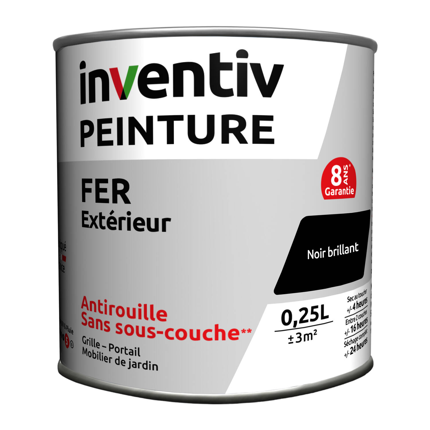 Peinture fer brillante Noir 0,25L - INVENTIV