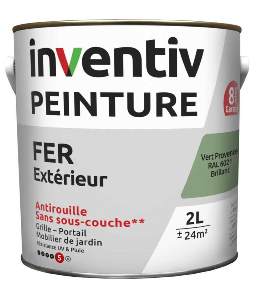 Peinture fer brillante Vert Provence 2L - INVENTIV