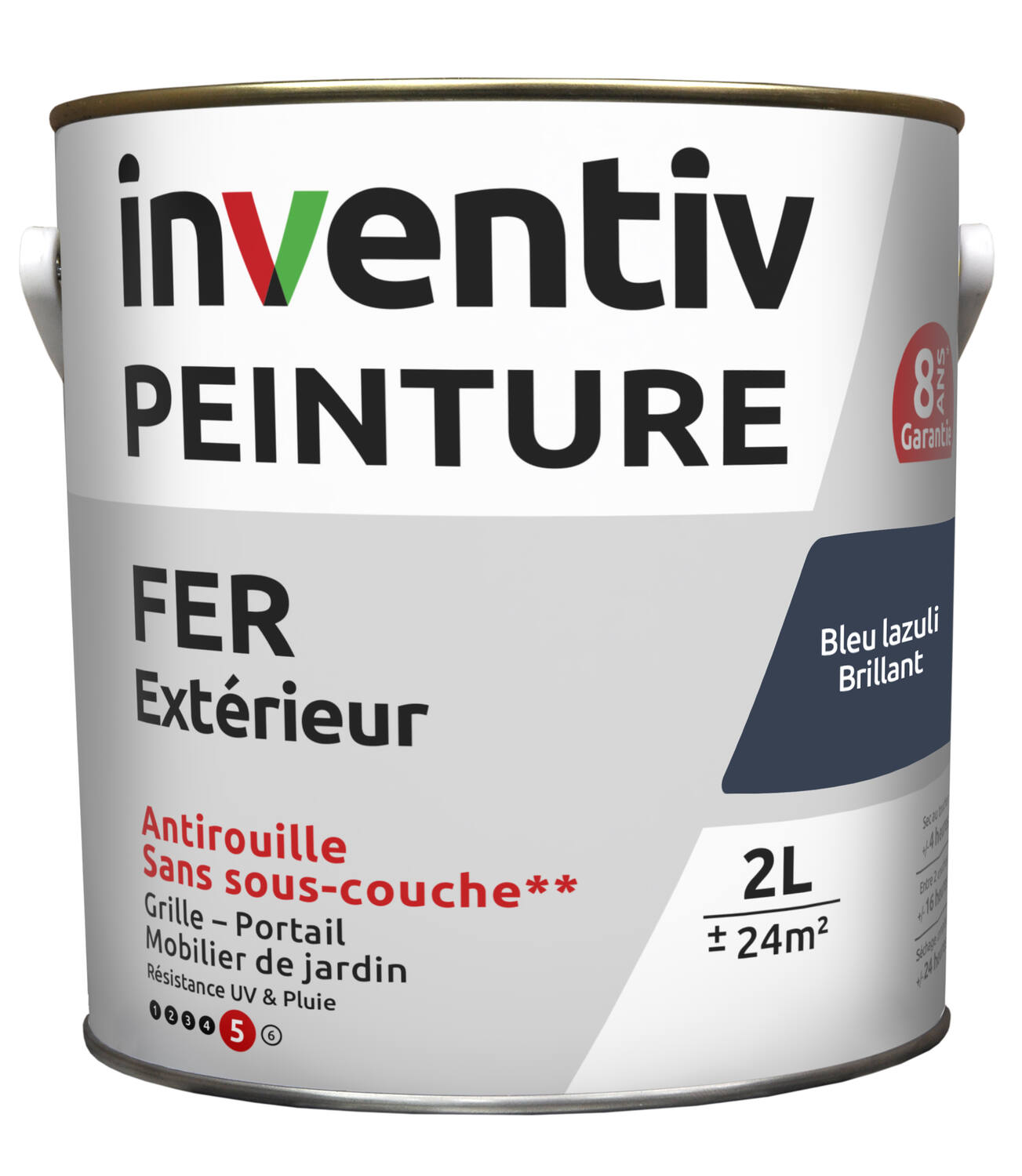 Peinture fer brillante Bleu foncé 2L - INVENTIV