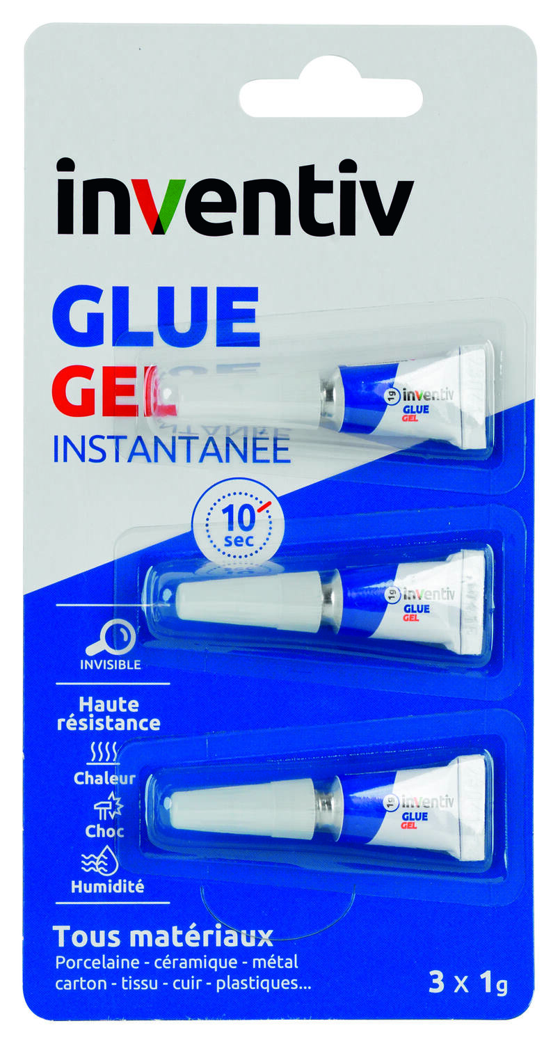 Colle Réparation Glue Instantanée Gel 3x1gr - INVENTIV