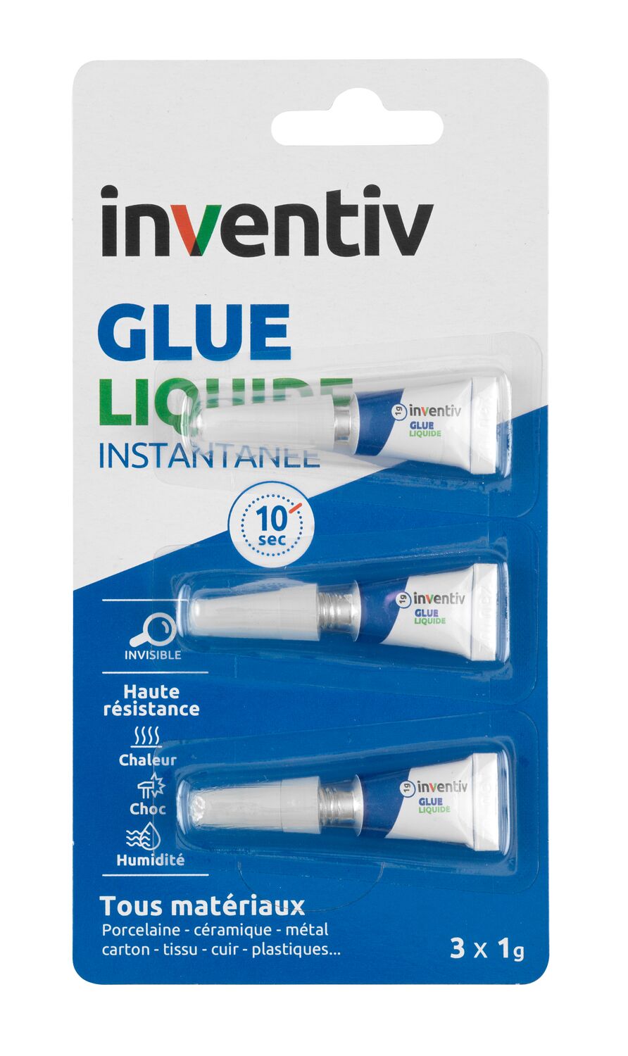Colle Réparation Glue Instantanée Liquide 3x1gr - INVENTIV