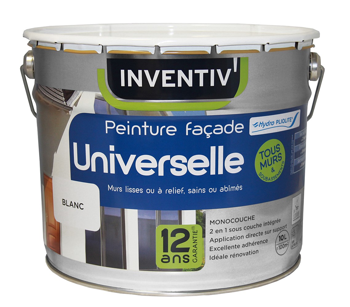 Peinture façade universelle Hydro Pliolite gris 10 L - INVENTIV