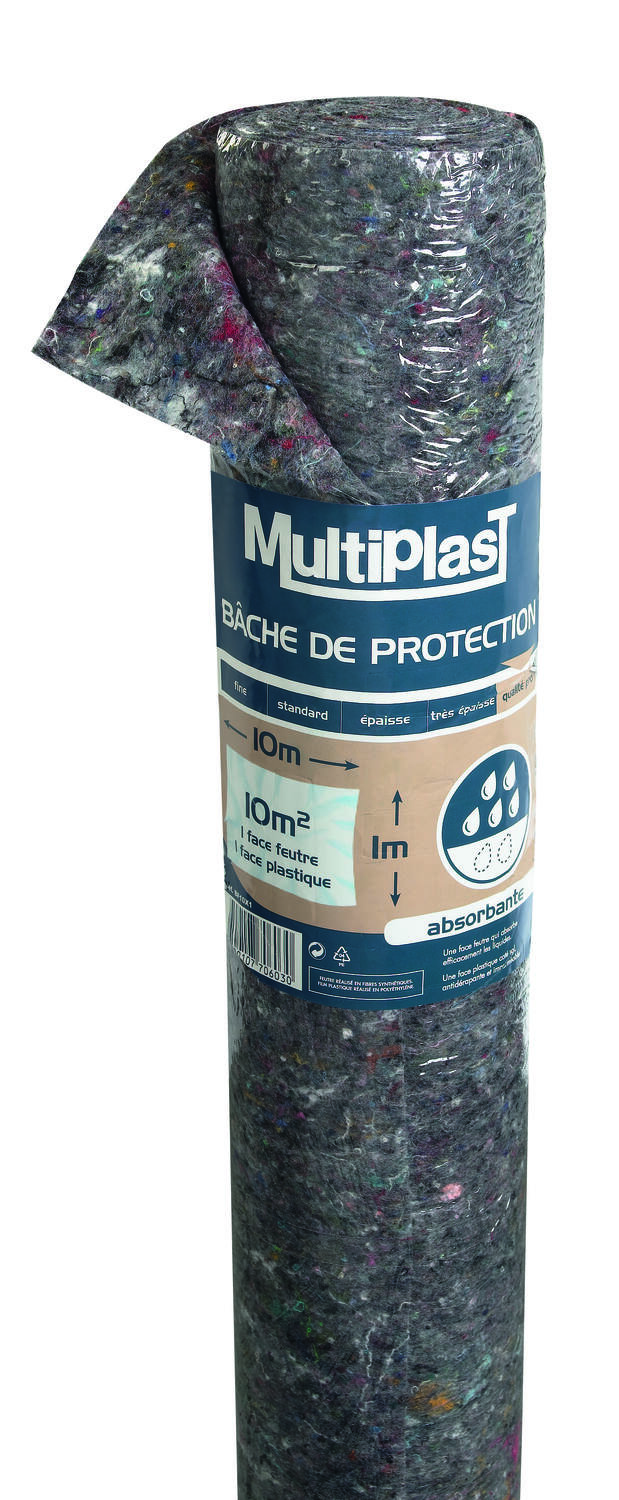 Bâche Protection Couvre Sol Feutrée Plastifiée 1x10m - INVENTIV