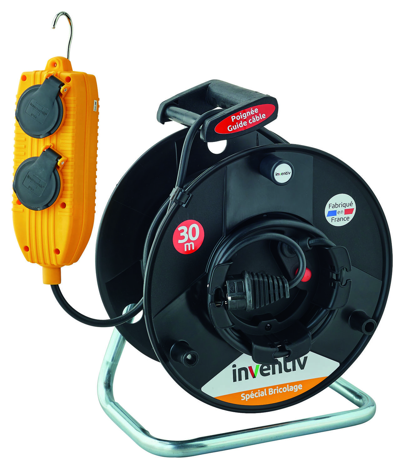 Enrouleur de câble électrique Spécial Bricolage 28,5m+1,5m + bloc déporté - INVENTIV