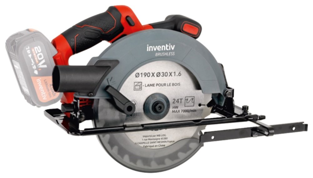 Scie circulaire sans fil brushless 20V (sans batterie) - INVENTIV