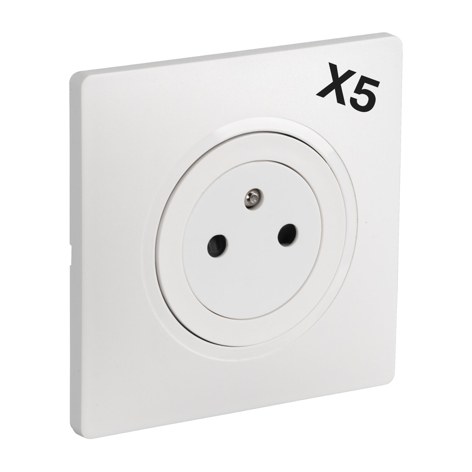 5 prises 2P+T Eclipse blanc + plaque - INVENTIV