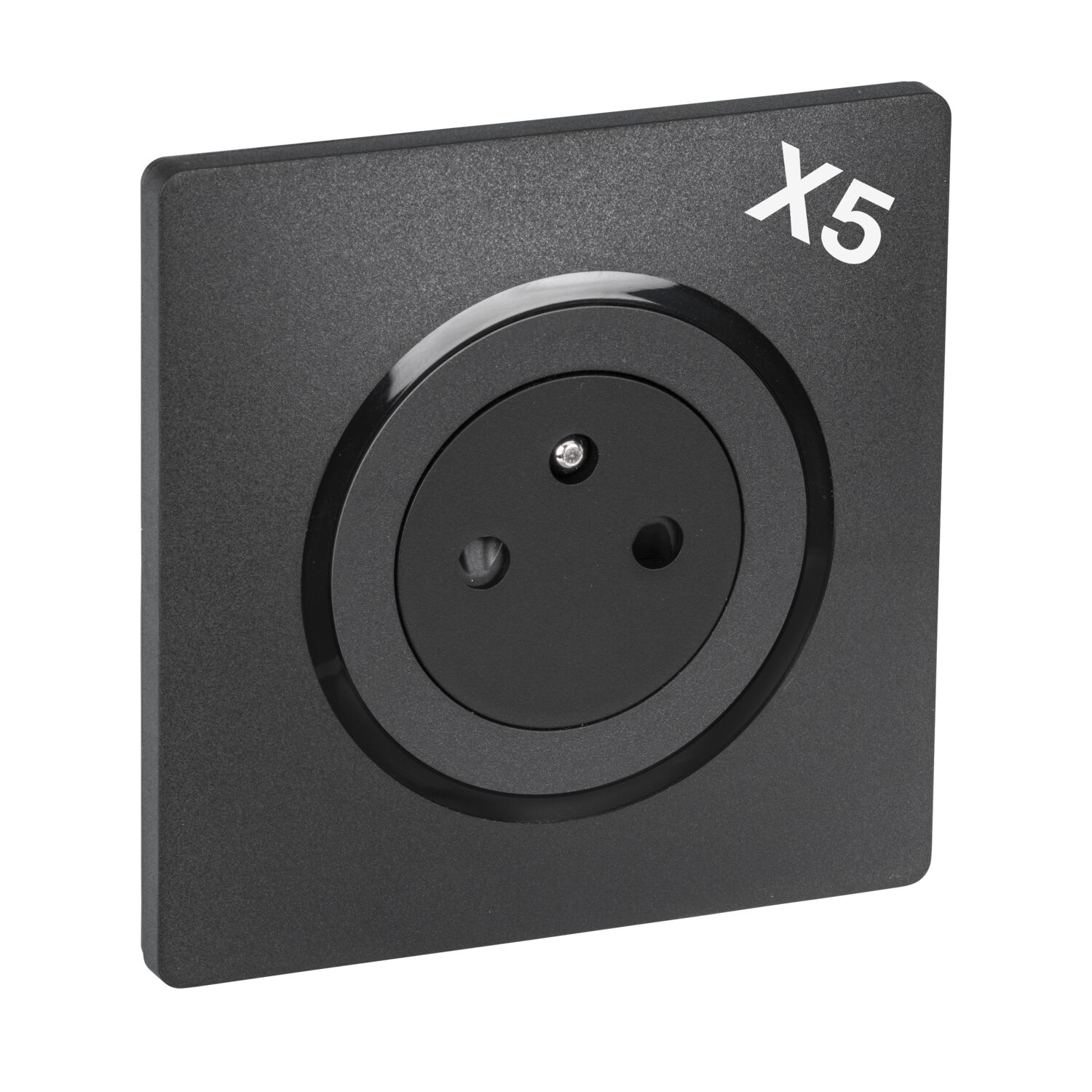 5 prises 2P+T Eclipse noir + plaque - INVENTIV