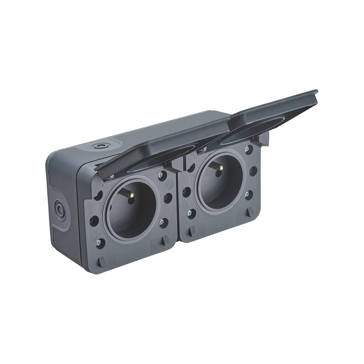 Double prise 2P+T étanche Terra IP55 Anthracite - INVENTIV
