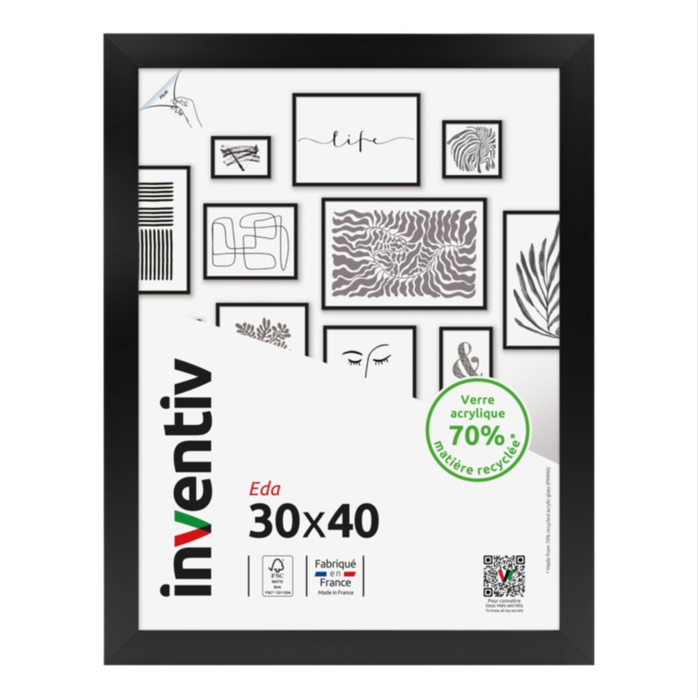 Cadre Eda noir 30 x 40 cm - INVENTIV