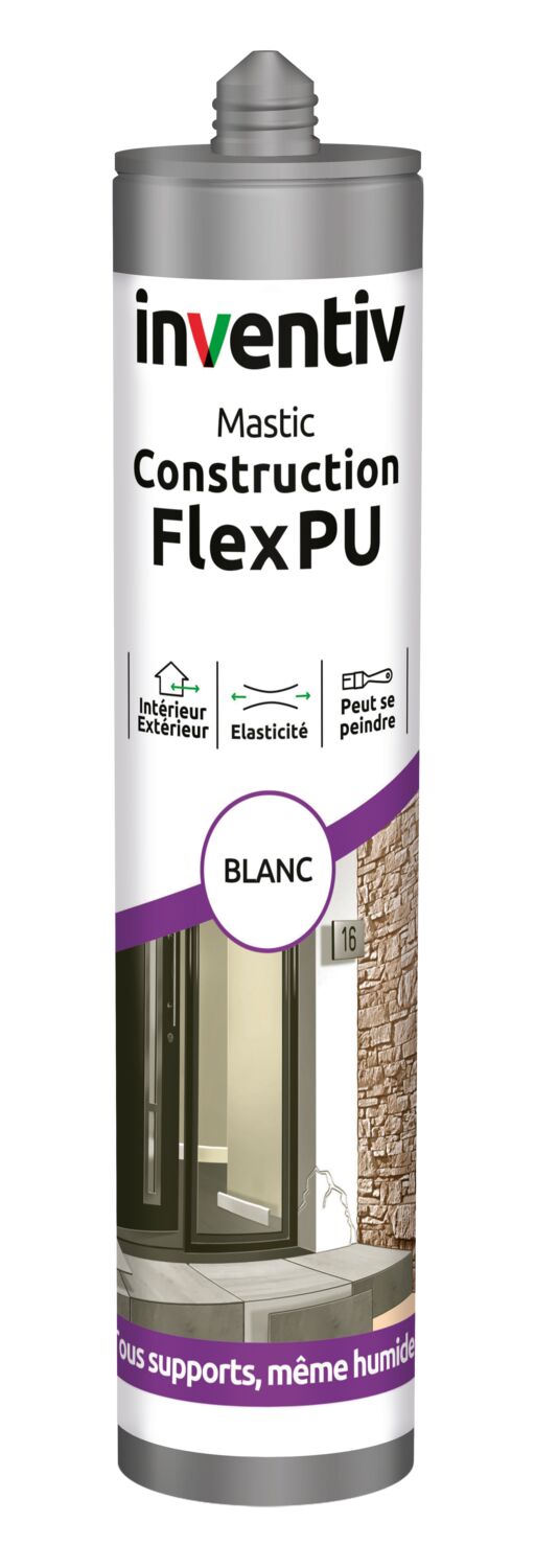 Mastic Construction Flex PU Blanc 300ml - INVENTIV