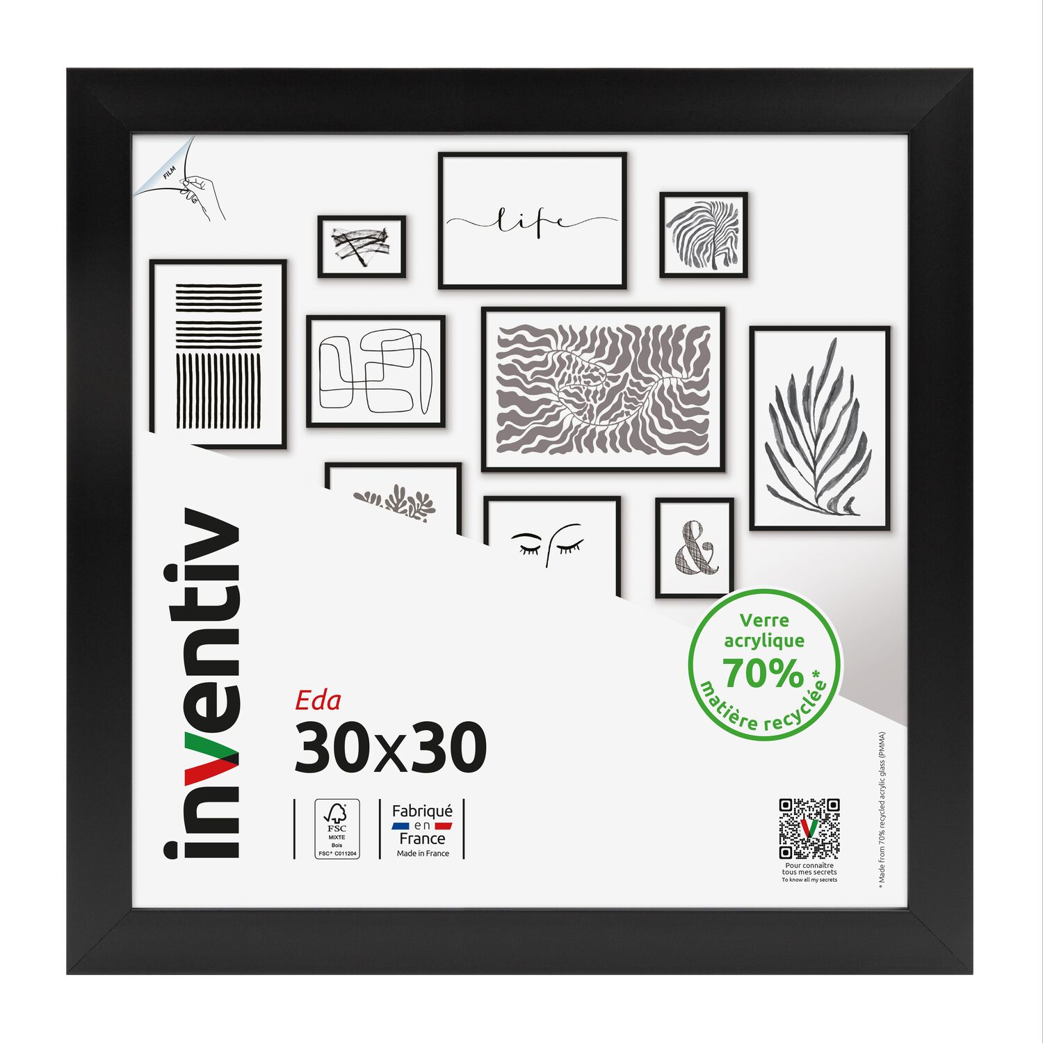 Cadre Eda noir 30 x 30 cm - INVENTIV