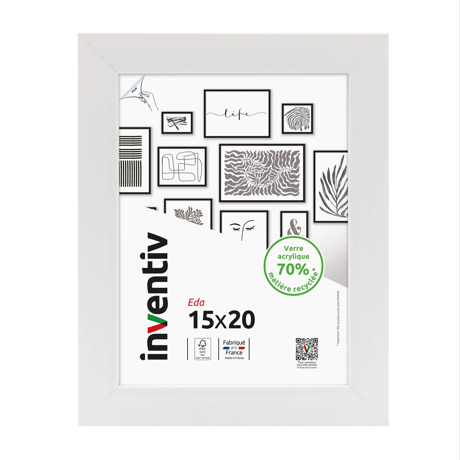 Cadre photo Eda blanc 15x20cm - INVENTIV